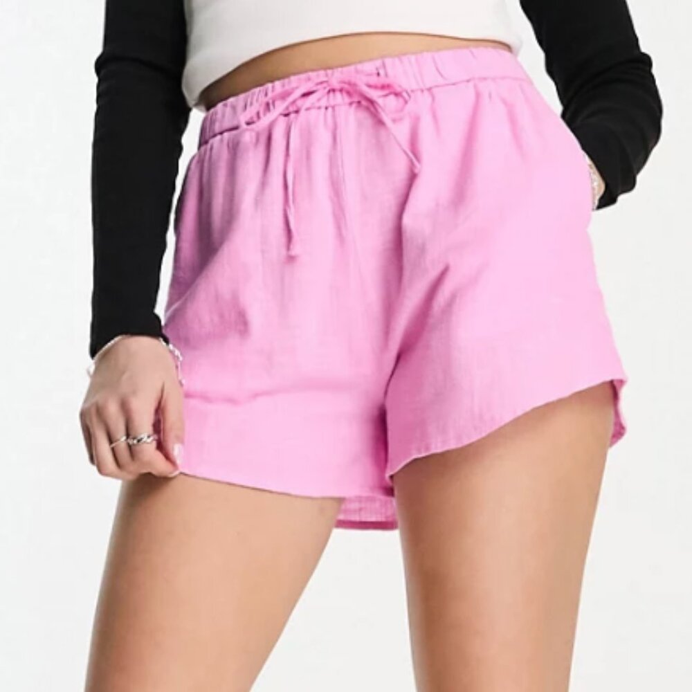 Linen Look Tie Waist Shorts